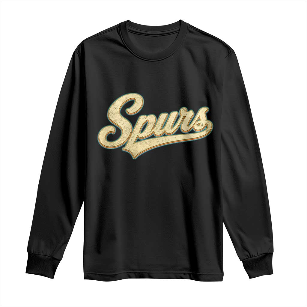 Vintage Spurs Name Script Long Sleeve Shirt for Sports Fan
