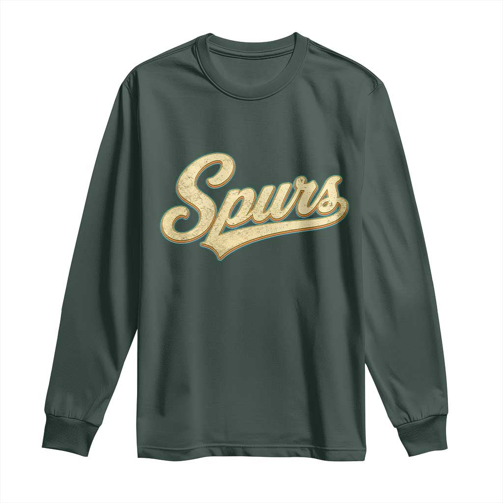 Vintage Spurs Name Script Long Sleeve Shirt for Sports Fan