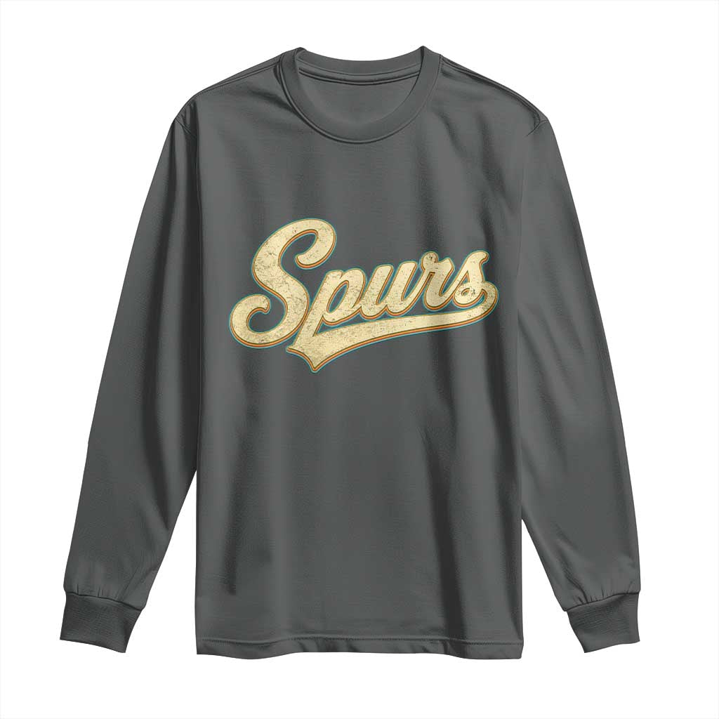 Vintage Spurs Name Script Long Sleeve Shirt for Sports Fan