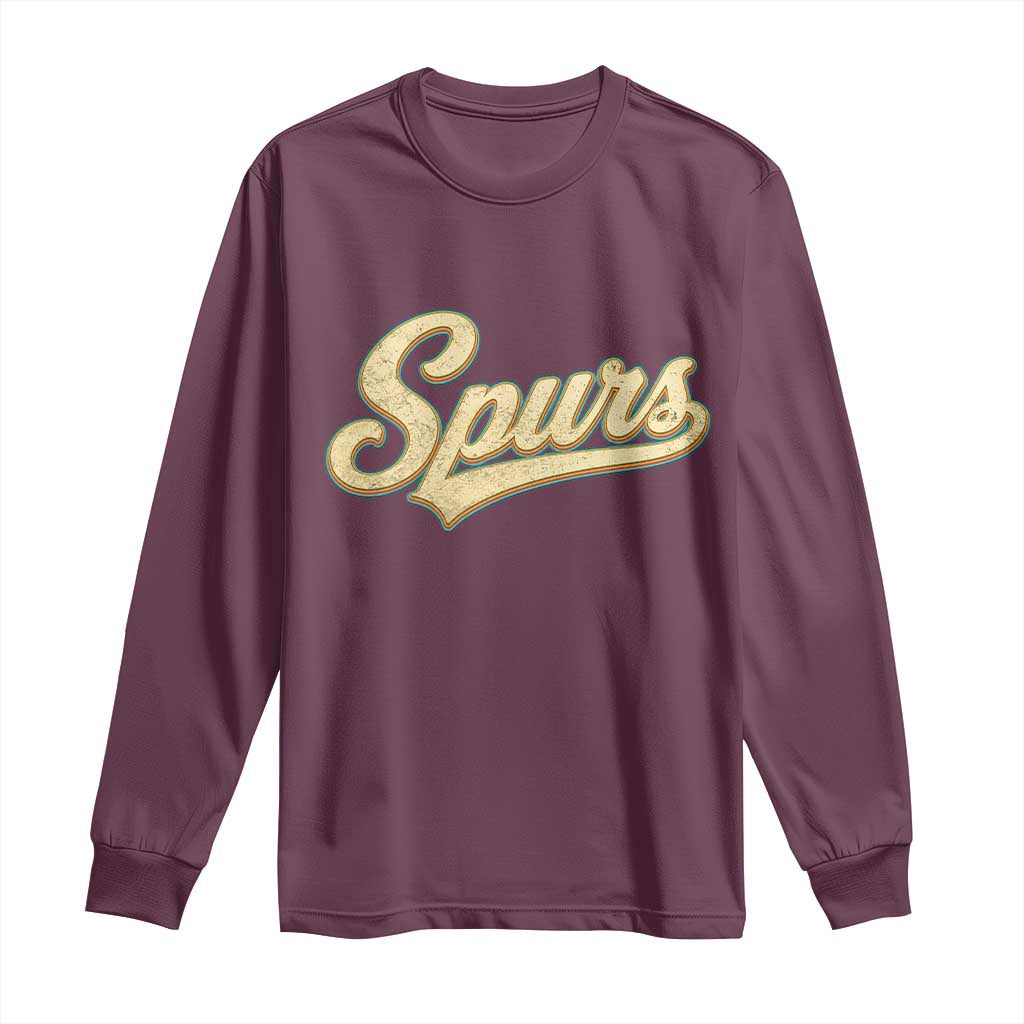 Vintage Spurs Name Script Long Sleeve Shirt for Sports Fan