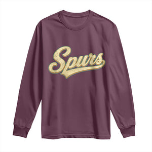 Vintage Spurs Name Script Long Sleeve Shirt for Sports Fan