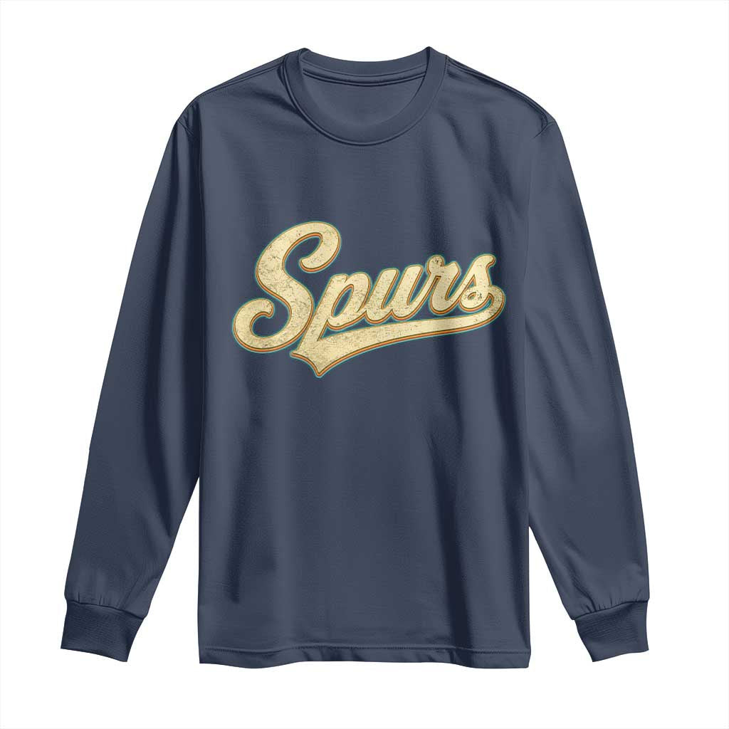 Vintage Spurs Name Script Long Sleeve Shirt for Sports Fan