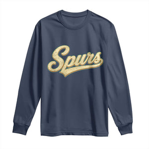 Vintage Spurs Name Script Long Sleeve Shirt for Sports Fan