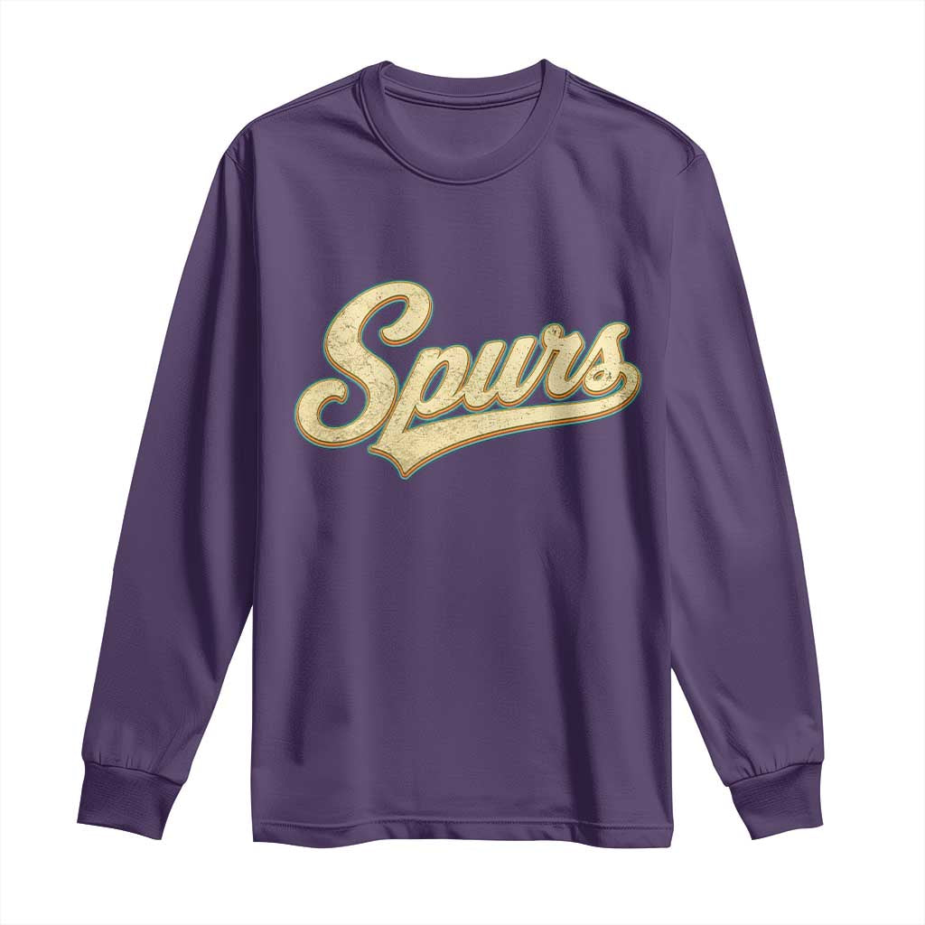 Vintage Spurs Name Script Long Sleeve Shirt for Sports Fan
