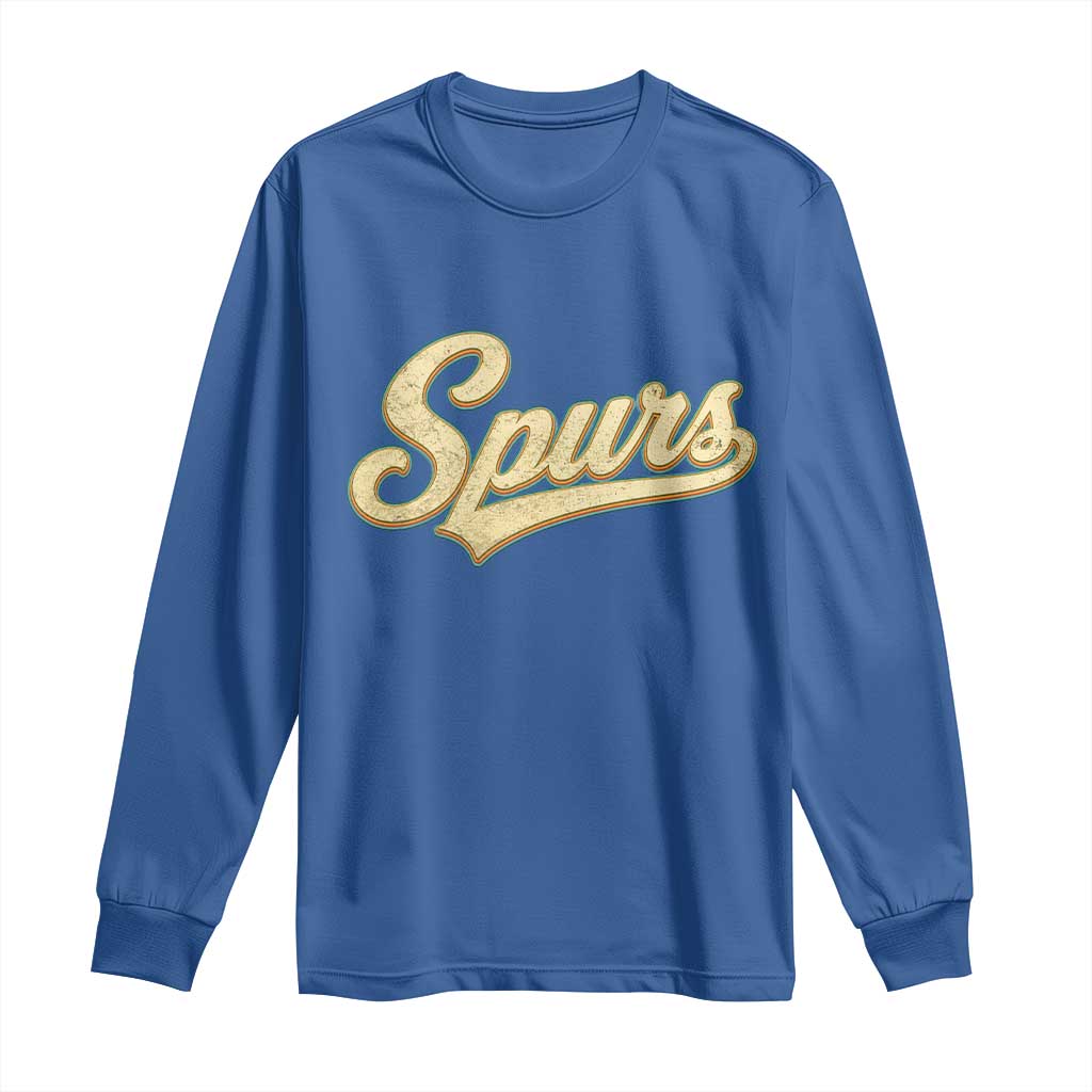 Vintage Spurs Name Script Long Sleeve Shirt for Sports Fan