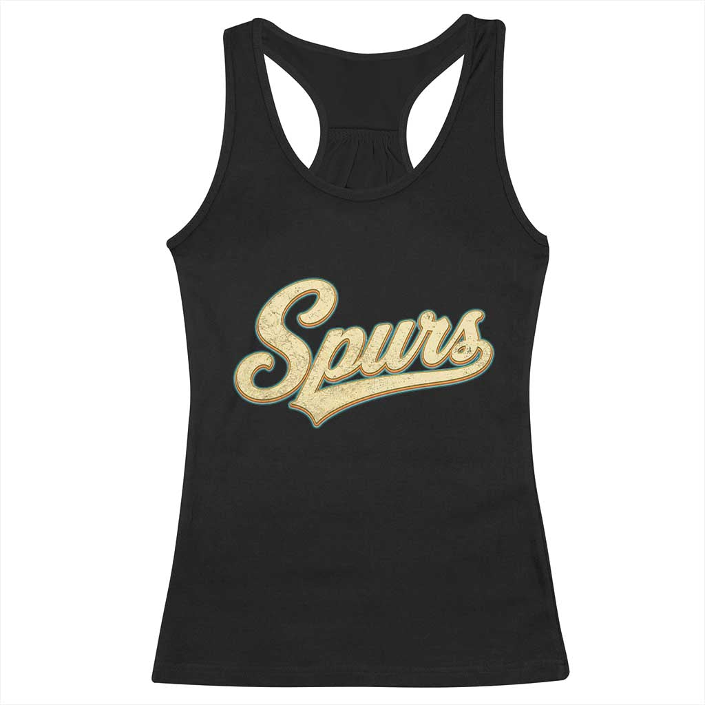 Vintage Spurs Name Script Racerback Tank Top for Sports Fan TS02 Black Print Your Wear
