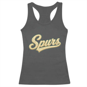 Vintage Spurs Name Script Racerback Tank Top for Sports Fan TS02 Dark Heather Print Your Wear