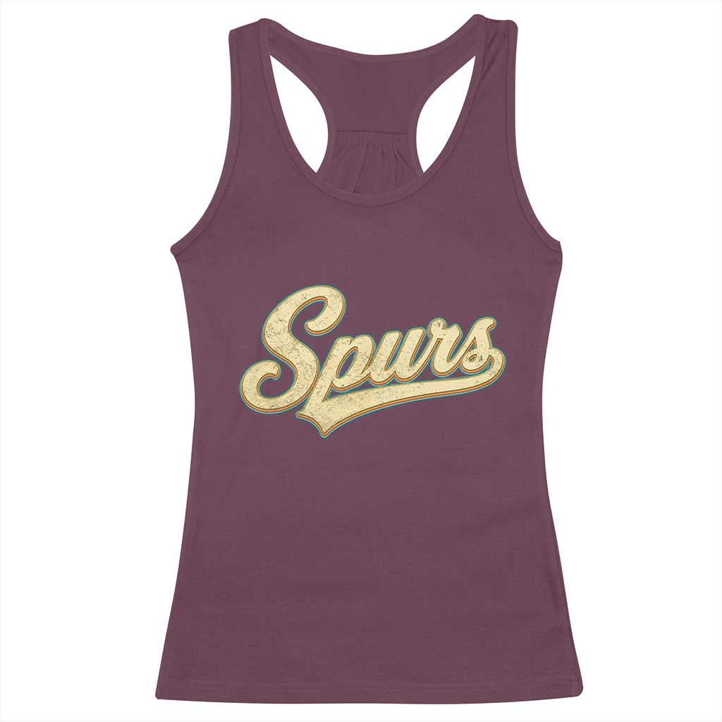 Vintage Spurs Name Script Racerback Tank Top for Sports Fan TS02 Maroon Print Your Wear