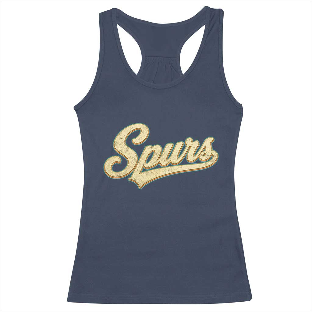 Vintage Spurs Name Script Racerback Tank Top for Sports Fan TS02 Navy Print Your Wear