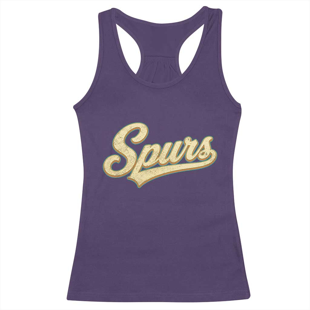 Vintage Spurs Name Script Racerback Tank Top for Sports Fan TS02 Purple Print Your Wear