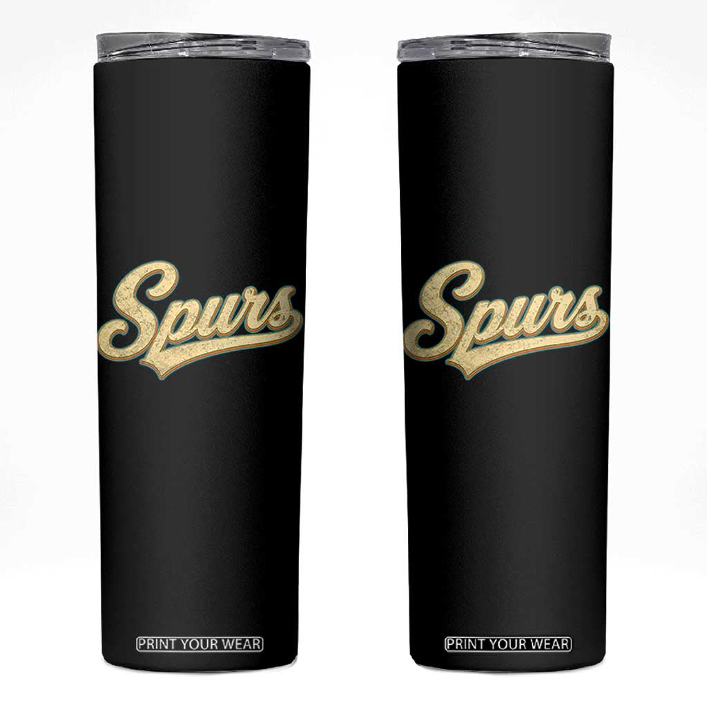 Vintage Spurs Name Script Skinny Tumbler for Sports Fan TS02 Black Print Your Wear