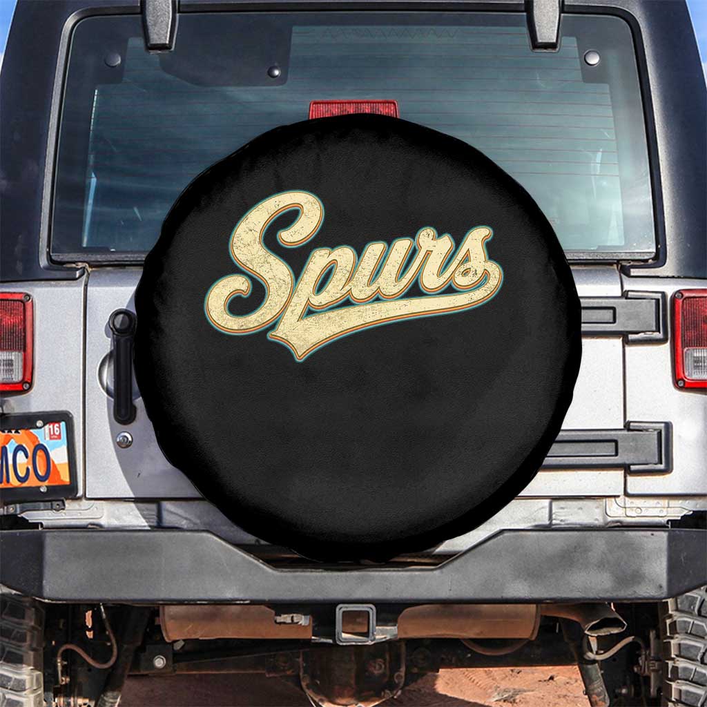 Vintage Spurs Name Script Spare Tire Cover for Sports Fan TS02 No hole Black Print Your Wear