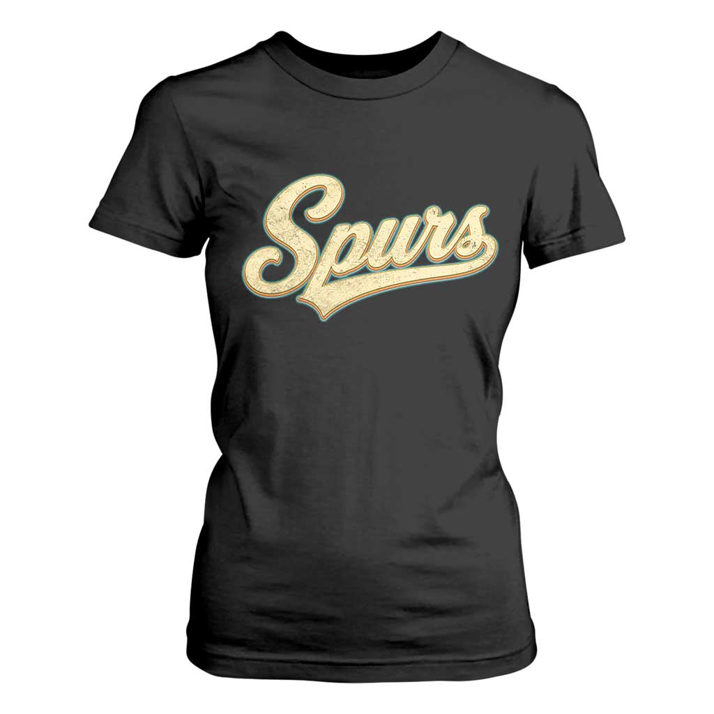 Vintage Spurs Name Script T Shirt For Women for Sports Fan TS02 Black Print Your Wear