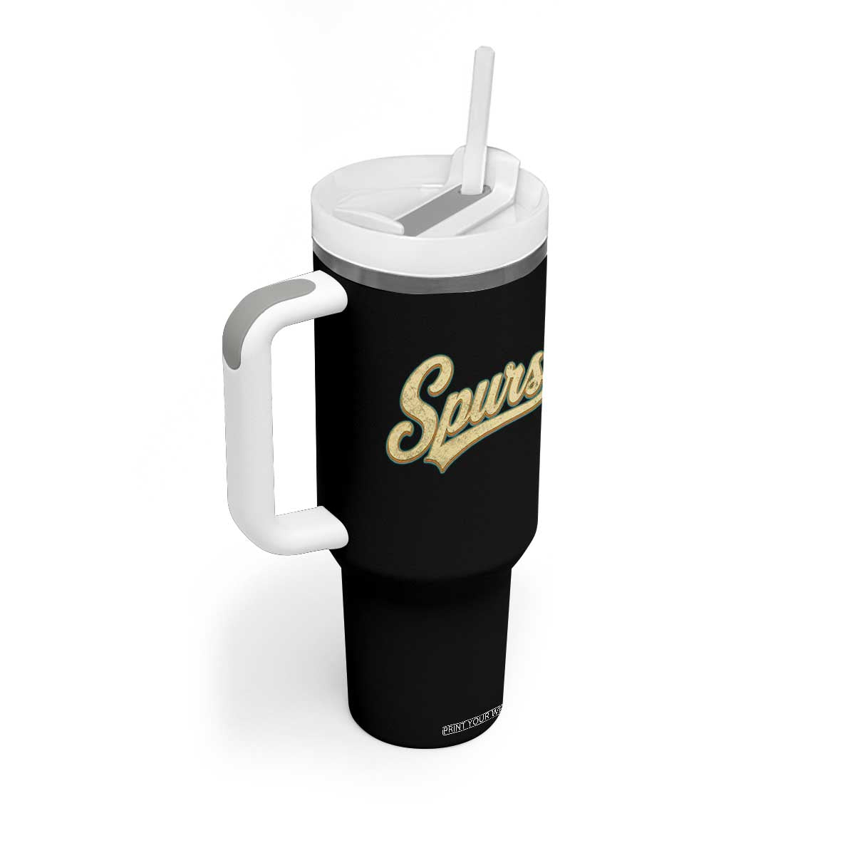 Vintage Spurs Name Script Tumbler With Handle for Sports Fan TS02 Print Your Wear