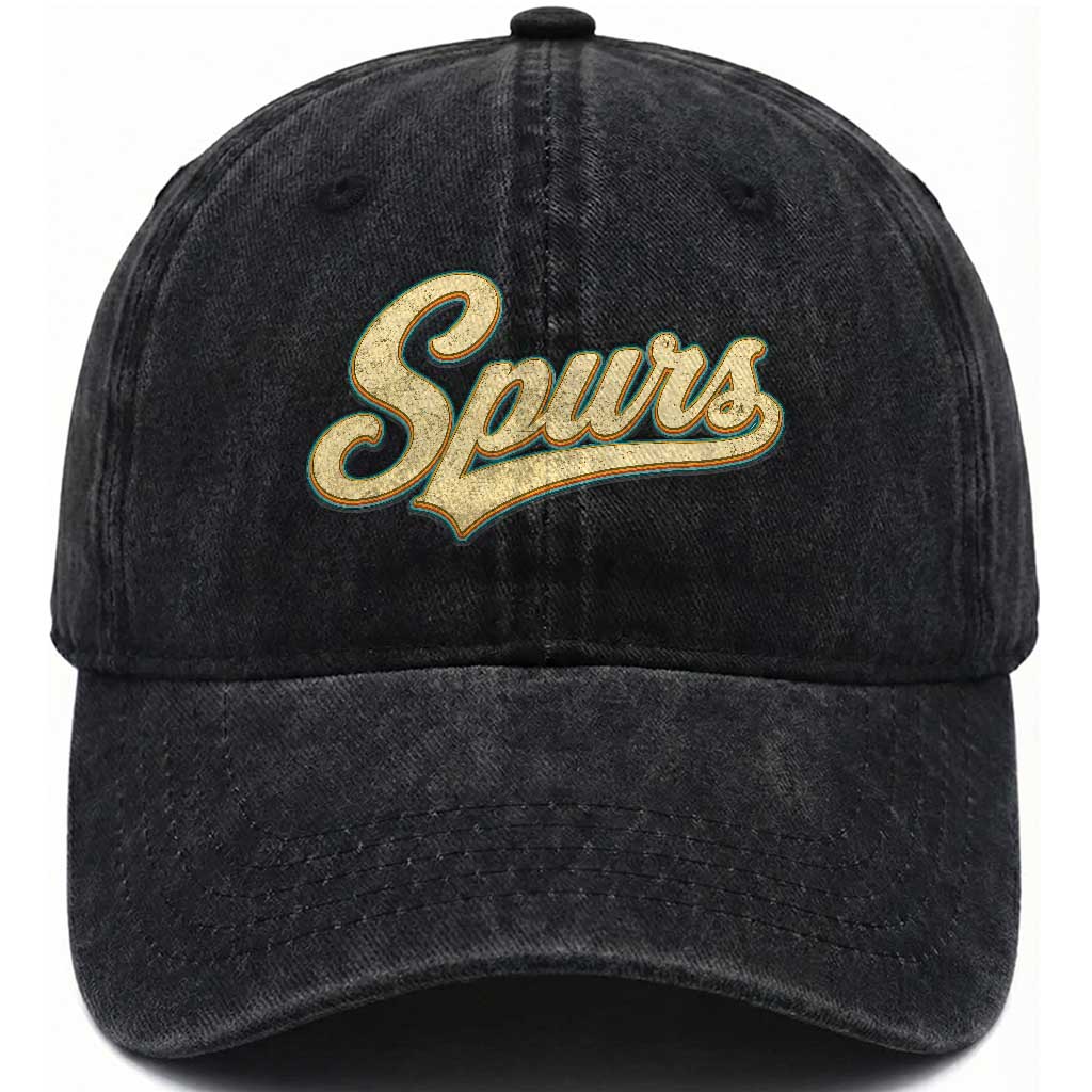 Vintage Spurs Name Script Washed Cotton Baseball Cap for Sports Fan TS02 Print Your Wear
