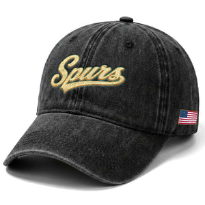 Vintage Spurs Name Script Washed Cotton Baseball Cap for Sports Fan TS02 Print Your Wear