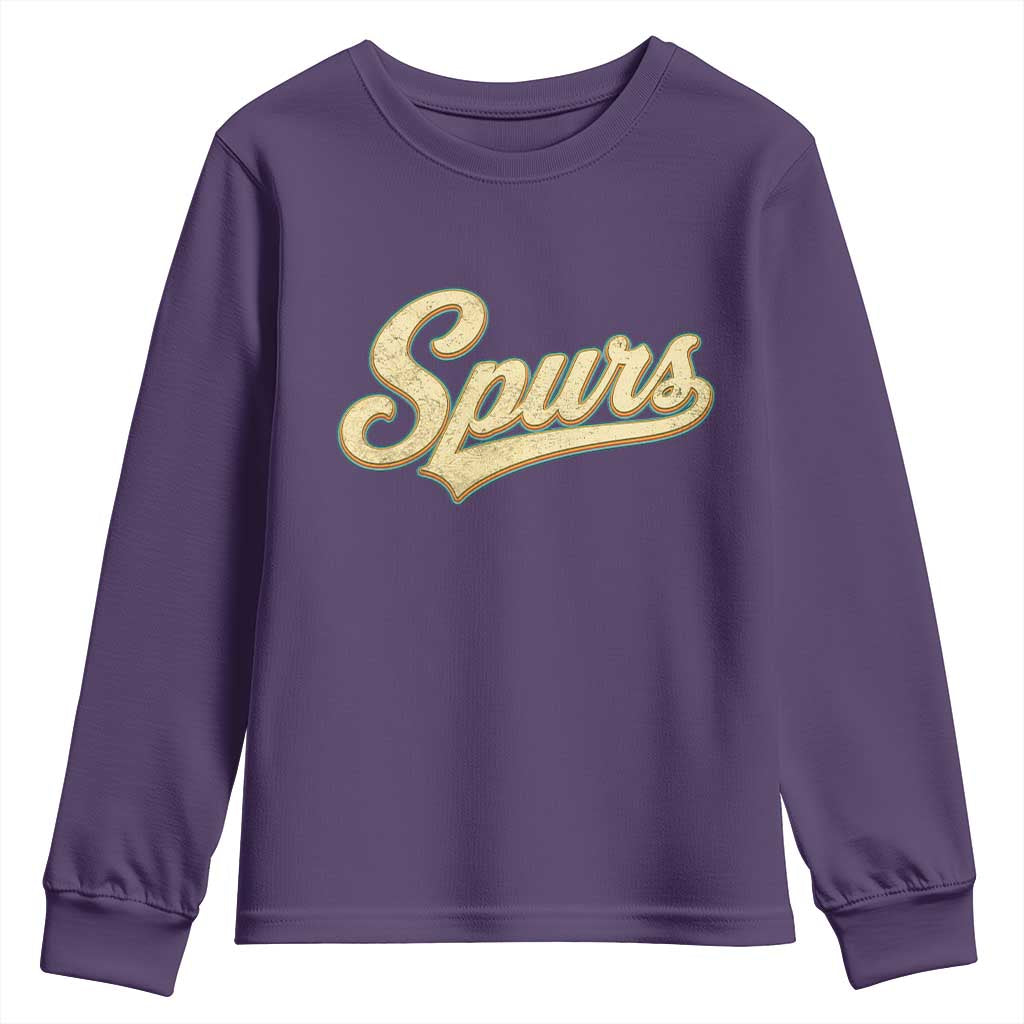 Vintage Spurs Name Script Youth Sweatshirt for Sports Fan TS02 Purple Print Your Wear