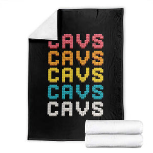 Retro Stacked Block Cavs Name Colorful Toy Brick Throw Blanket for Sports Fan TS02 Black Print Your Wear