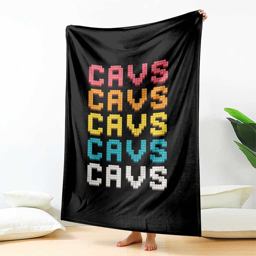 Retro Stacked Block Cavs Name Colorful Toy Brick Throw Blanket for Sports Fan TS02 Print Your Wear