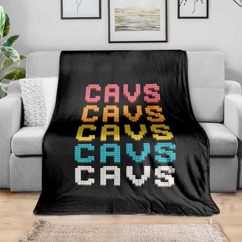 Retro Stacked Block Cavs Name Colorful Toy Brick Throw Blanket for Sports Fan TS02 Print Your Wear