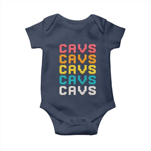 Retro Stacked Block Cavs Name Colorful Toy Brick Baby Onesie for Sports Fan TS02 Navy Print Your Wear