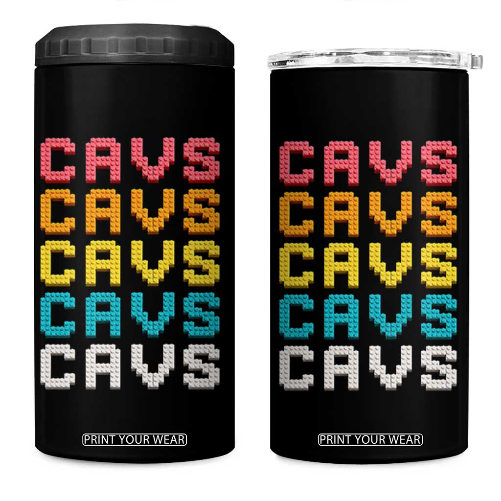 Retro Stacked Block Cavs Name Colorful Toy Brick 4 in 1 Can Cooler Tumbler for Sports Fan TS02 One Size: 16 oz Black Print Your Wear