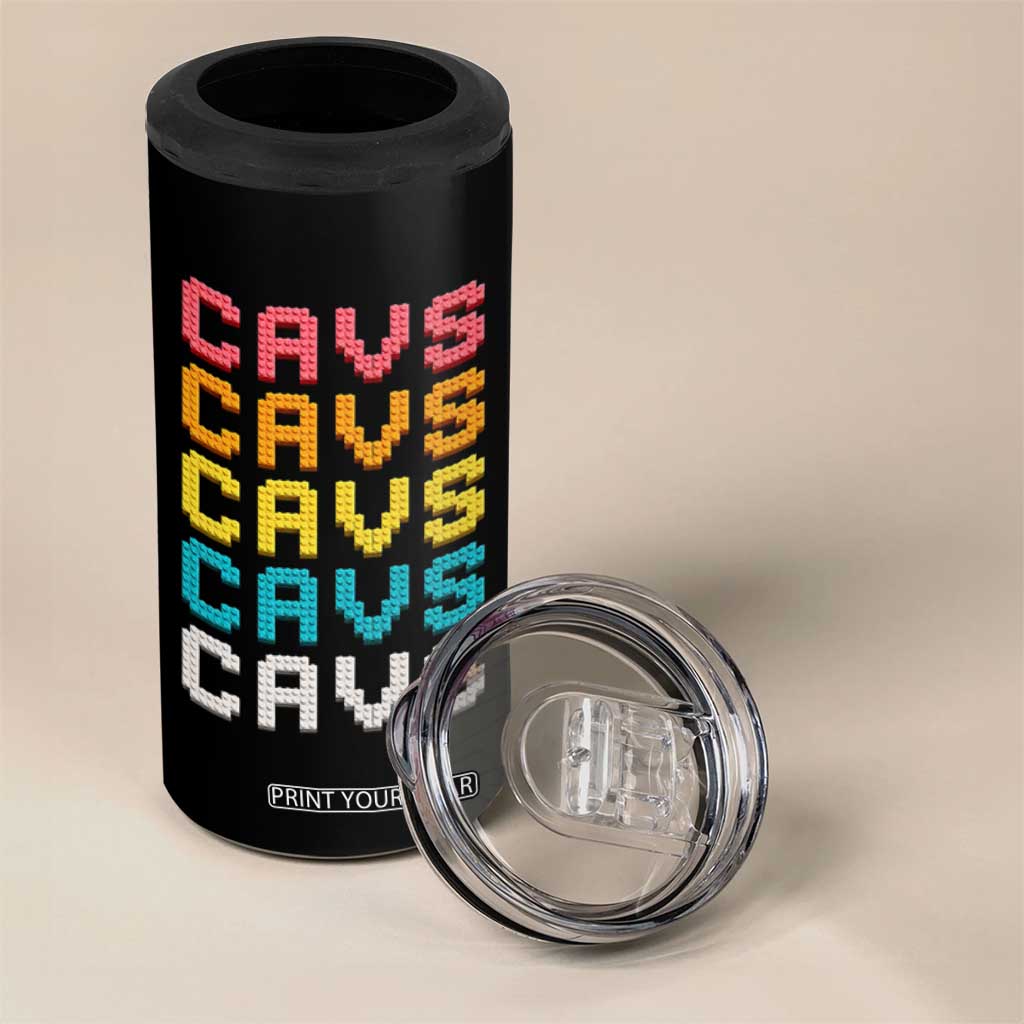 Retro Stacked Block Cavs Name Colorful Toy Brick 4 in 1 Can Cooler Tumbler for Sports Fan TS02 Print Your Wear
