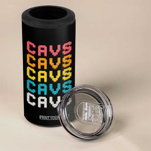 Retro Stacked Block Cavs Name Colorful Toy Brick 4 in 1 Can Cooler Tumbler for Sports Fan TS02 Print Your Wear