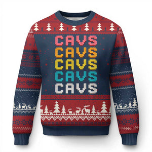 Retro Stacked Block Cavs Name Colorful Toy Brick Ugly Christmas Sweater for Sports Fan TS02 Navy Red Print Your Wear