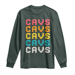 Retro Stacked Block Cavs Name Colorful Toy Brick Long Sleeve Shirt for Sports Fan TS02 Dark Forest Green Print Your Wear