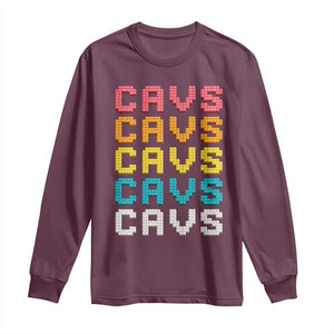 Retro Stacked Block Cavs Name Colorful Toy Brick Long Sleeve Shirt for Sports Fan TS02 Maroon Print Your Wear
