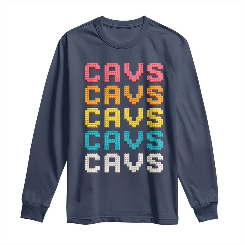 Retro Stacked Block Cavs Name Colorful Toy Brick Long Sleeve Shirt for Sports Fan TS02 Navy Print Your Wear