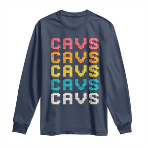 Retro Stacked Block Cavs Name Colorful Toy Brick Long Sleeve Shirt for Sports Fan TS02 Navy Print Your Wear