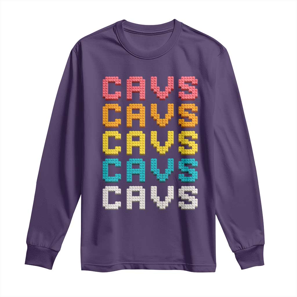 Retro Stacked Block Cavs Name Colorful Toy Brick Long Sleeve Shirt for Sports Fan TS02 Purple Print Your Wear