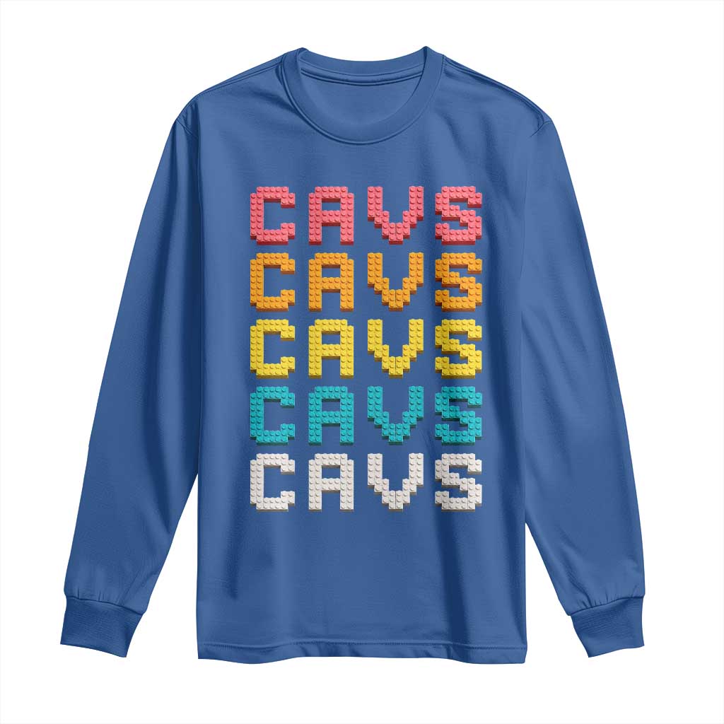 Retro Stacked Block Cavs Name Colorful Toy Brick Long Sleeve Shirt for Sports Fan TS02 Royal Blue Print Your Wear