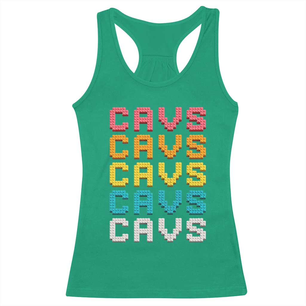 Retro Stacked Block Cavs Name Colorful Toy Brick Racerback Tank Top for Sports Fan TS02 Irish Green Print Your Wear