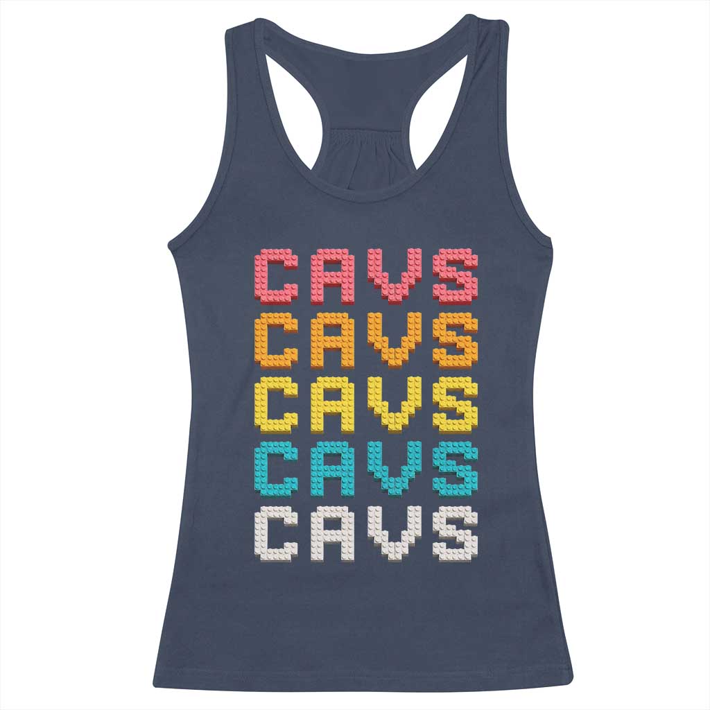 Retro Stacked Block Cavs Name Colorful Toy Brick Racerback Tank Top for Sports Fan TS02 Navy Print Your Wear
