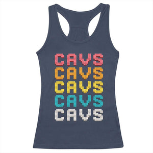 Retro Stacked Block Cavs Name Colorful Toy Brick Racerback Tank Top for Sports Fan TS02 Navy Print Your Wear