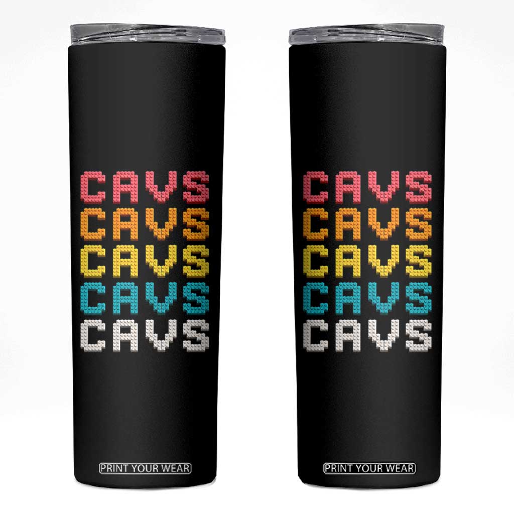 Retro Stacked Block Cavs Name Colorful Toy Brick Skinny Tumbler for Sports Fan TS02 Black Print Your Wear