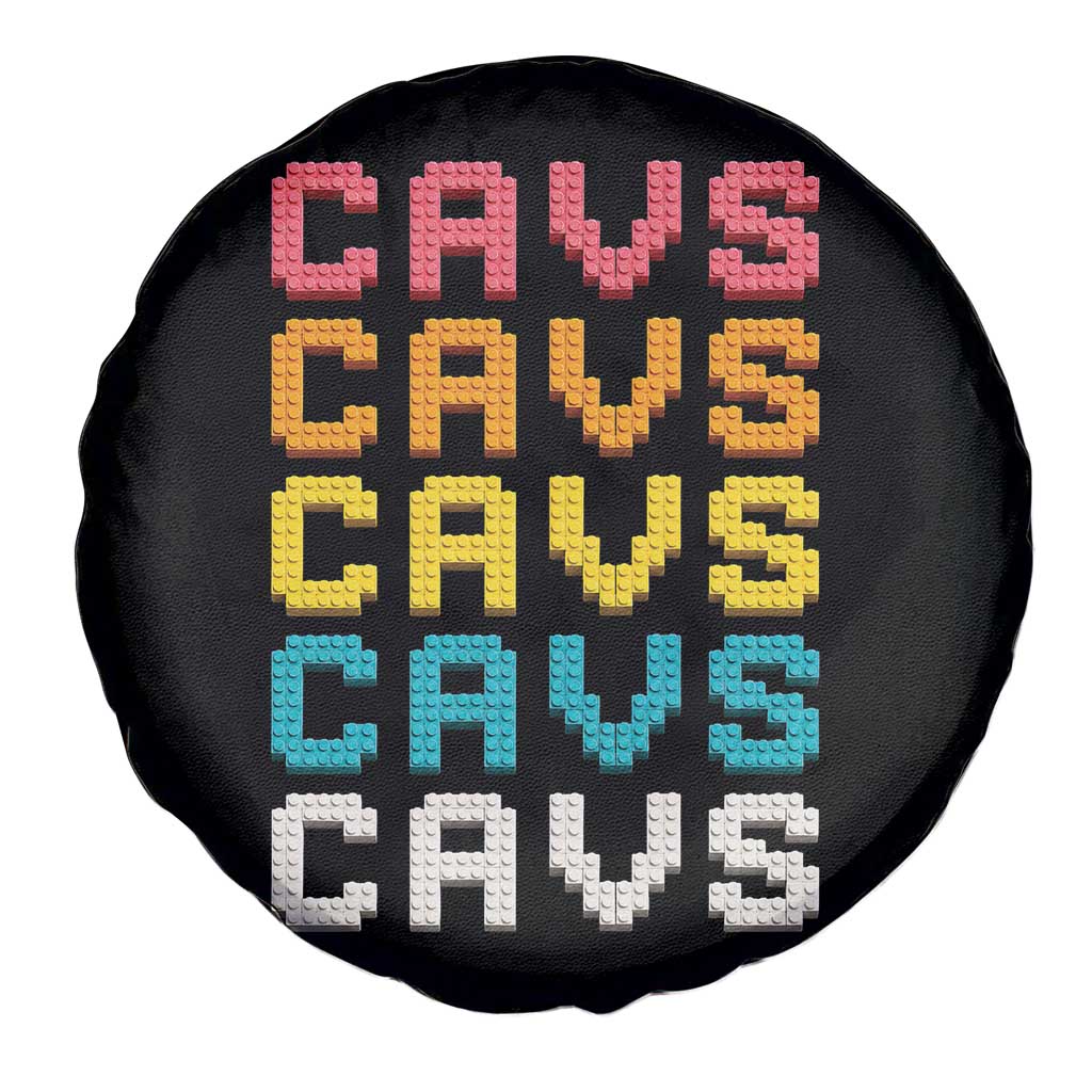 Retro Stacked Block Cavs Name Colorful Toy Brick Spare Tire Cover for Sports Fan TS02 Print Your Wear