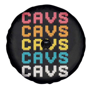 Retro Stacked Block Cavs Name Colorful Toy Brick Spare Tire Cover for Sports Fan TS02 Print Your Wear
