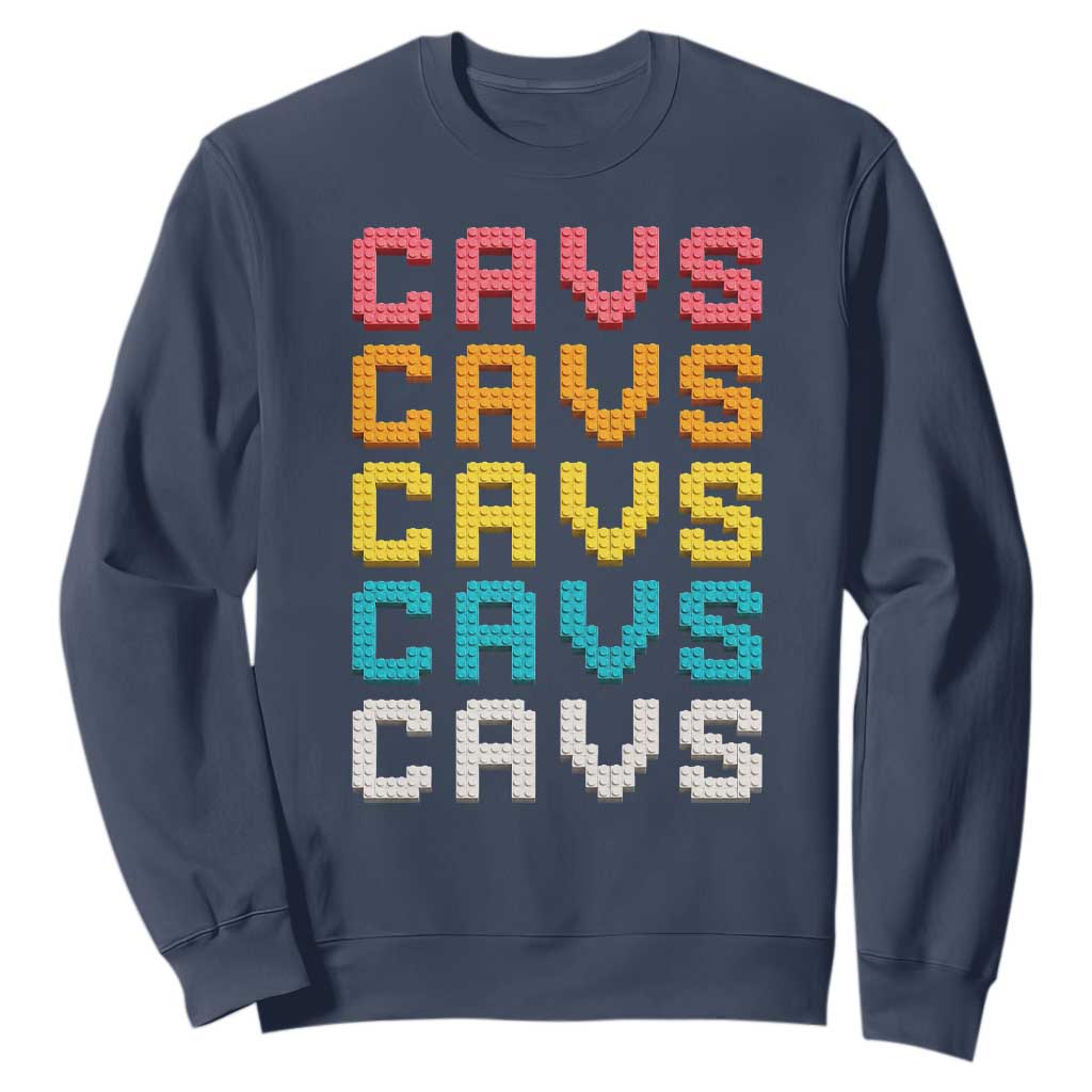 Retro Stacked Block Cavs Name Colorful Toy Brick Sweatshirt for Sports Fan TS02 Navy Print Your Wear