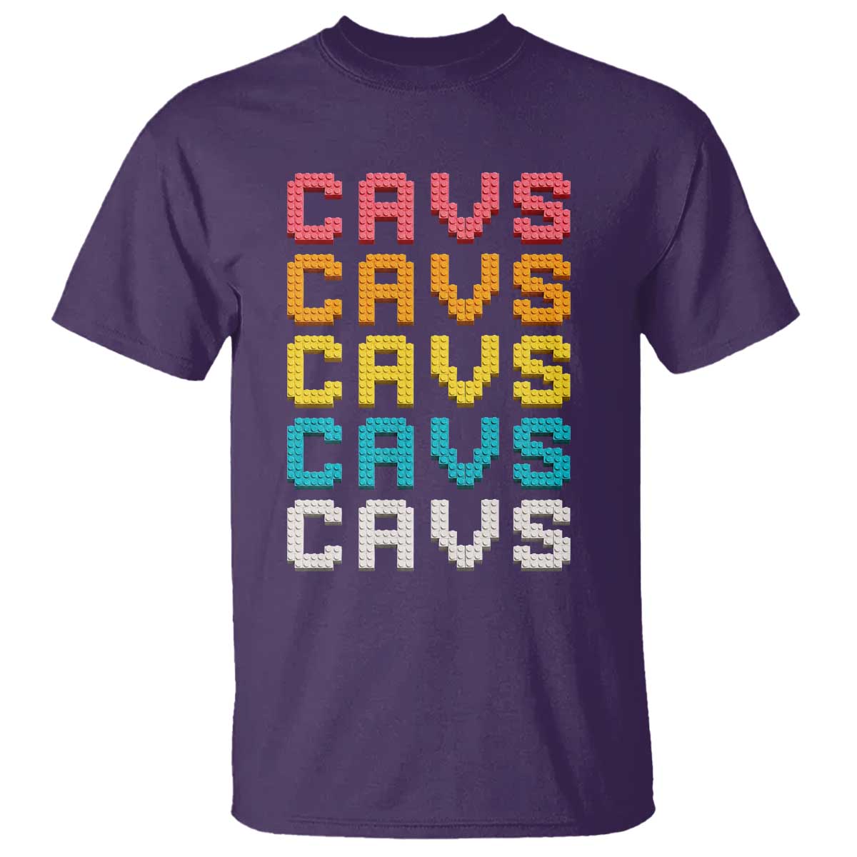 Retro Stacked Block Cavs Name Colorful Toy Brick T Shirt for Sports Fan TS02 Purple Print Your Wear
