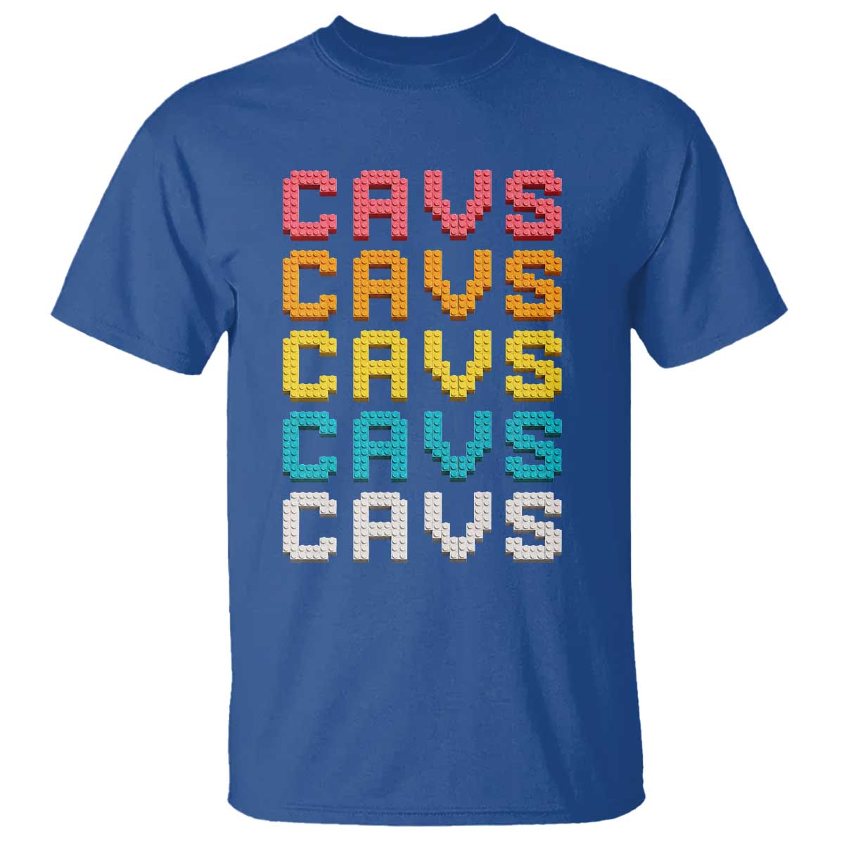 Retro Stacked Block Cavs Name Colorful Toy Brick T Shirt for Sports Fan TS02 Royal Blue Print Your Wear