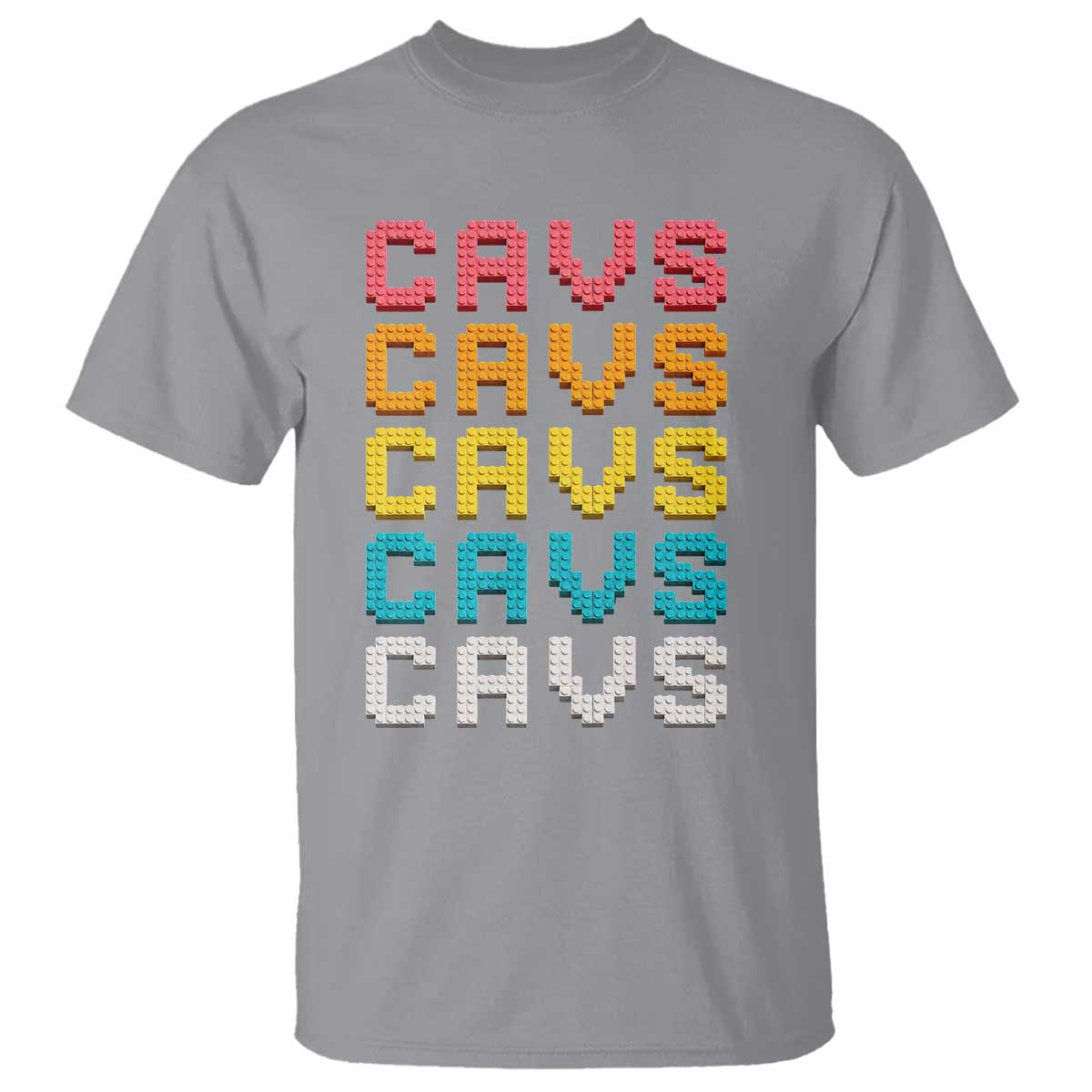 Retro Stacked Block Cavs Name Colorful Toy Brick T Shirt for Sports Fan TS02 Sport Gray Print Your Wear