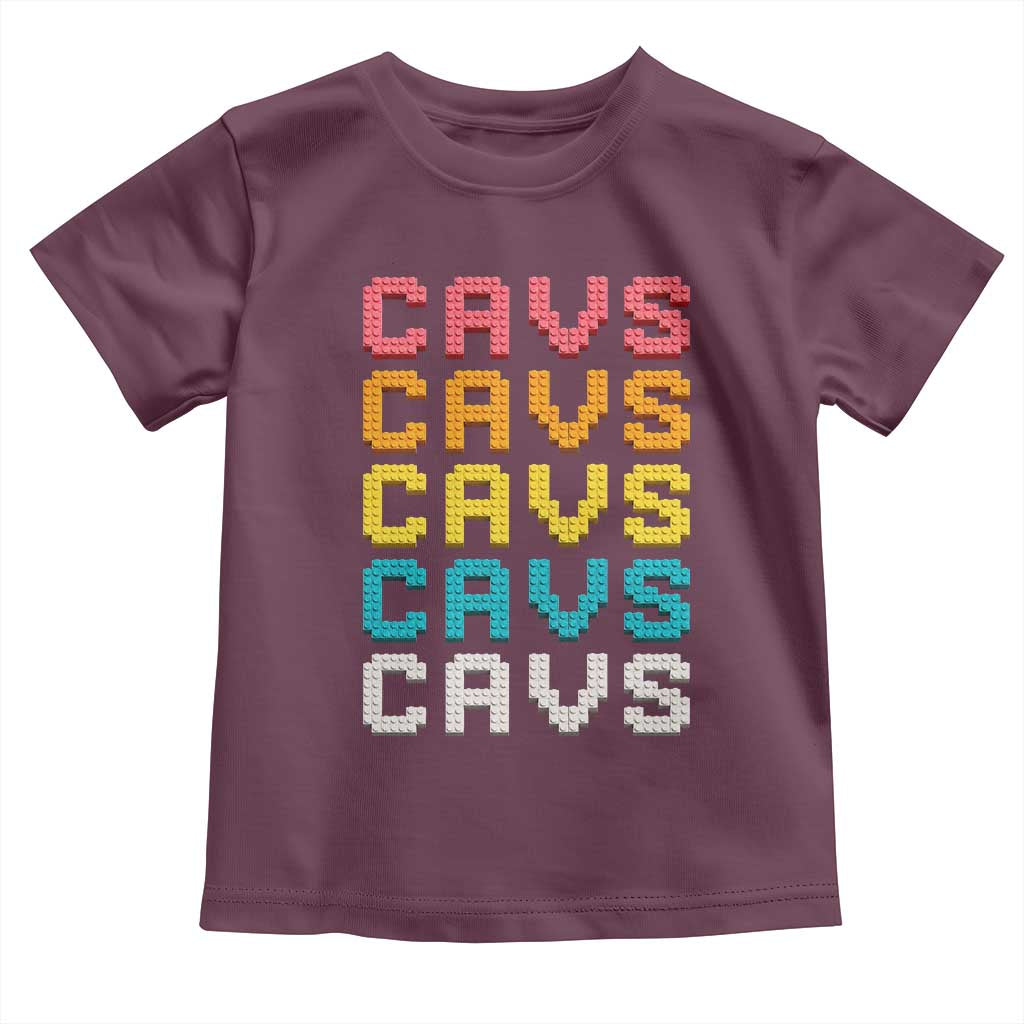 Retro Stacked Block Cavs Name Colorful Toy Brick Toddler T Shirt for Sports Fan TS02 Maroon Print Your Wear