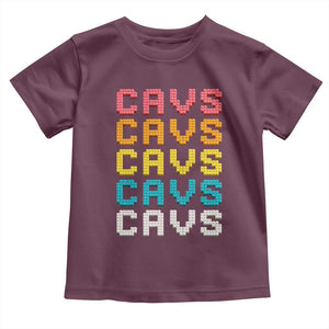 Retro Stacked Block Cavs Name Colorful Toy Brick Toddler T Shirt for Sports Fan TS02 Maroon Print Your Wear