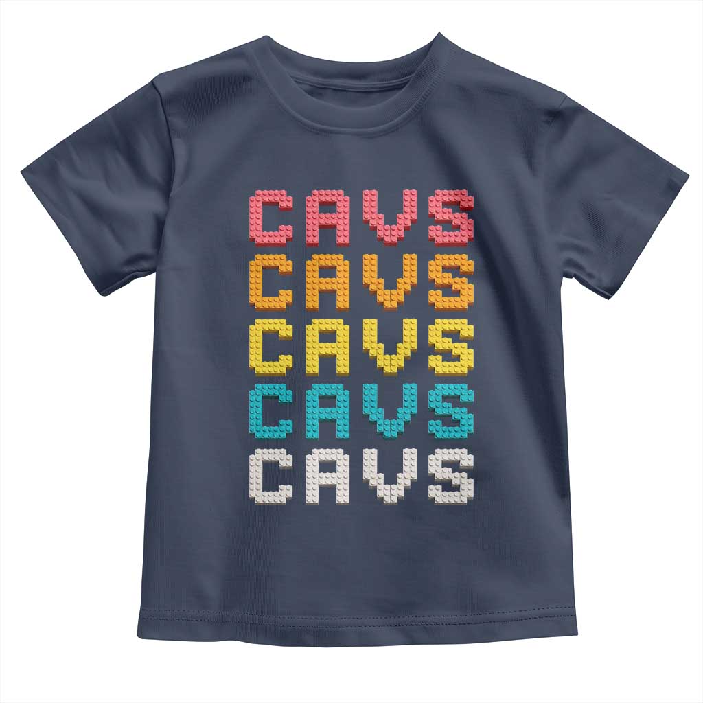 Retro Stacked Block Cavs Name Colorful Toy Brick Toddler T Shirt for Sports Fan TS02 Navy Print Your Wear