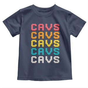 Retro Stacked Block Cavs Name Colorful Toy Brick Toddler T Shirt for Sports Fan TS02 Navy Print Your Wear