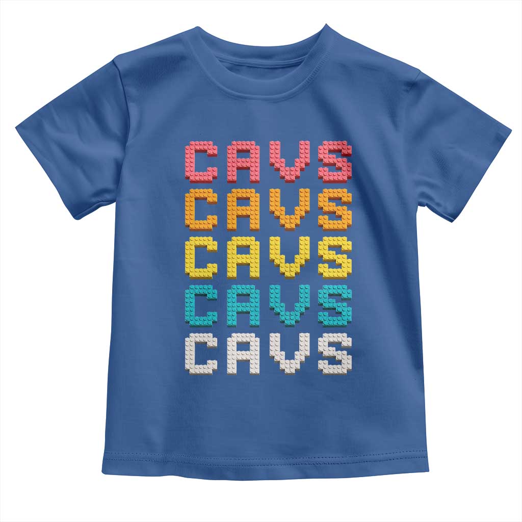 Retro Stacked Block Cavs Name Colorful Toy Brick Toddler T Shirt for Sports Fan TS02 Royal Blue Print Your Wear